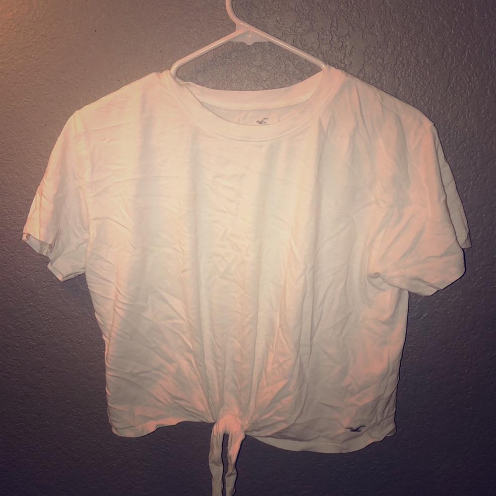 Hollister white crop top T-shirt